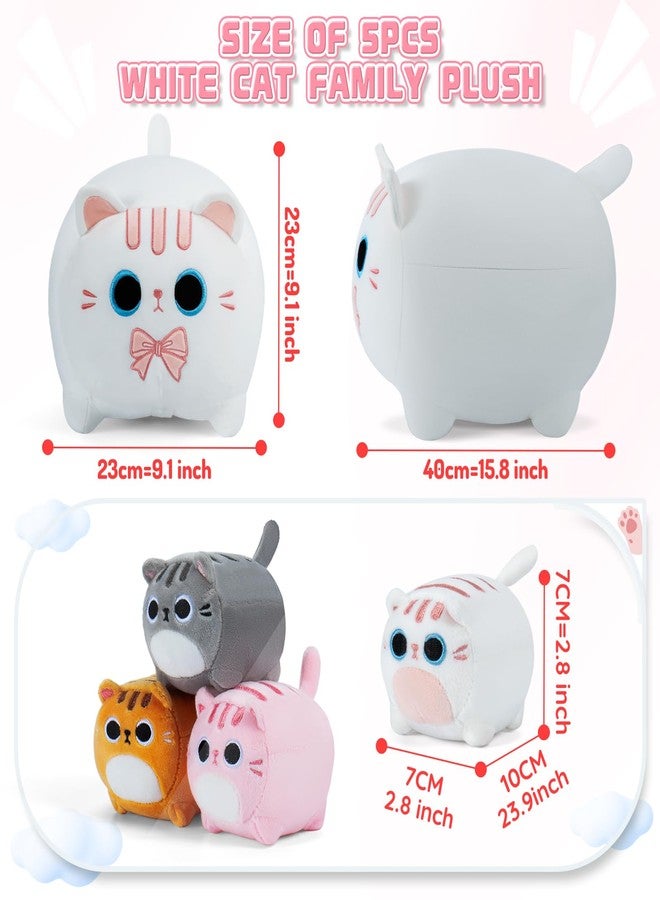 Auspicious beginning White Cat Plush, 5 PCS Cat Plush Stuffed Animal Family, 16" White Cat Mommy Plushie with 4 Baby Kittens Cat Plushies for Kids, Kawaii Cat Plush Toy Christmas Birthday Gifts for Kids Boys Girls - Image 5